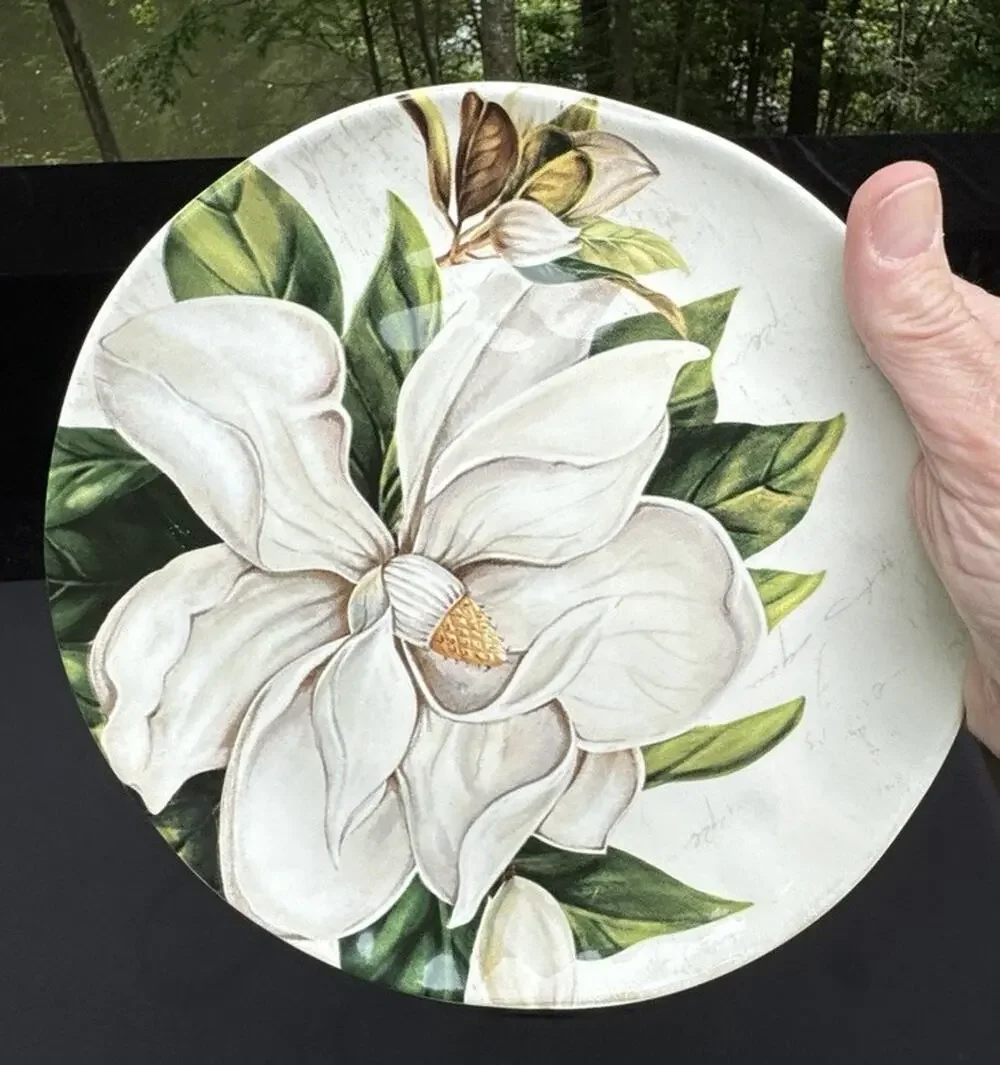 Vtg Pier 1 Magnolia Floral Pattern Ironstone 8.75